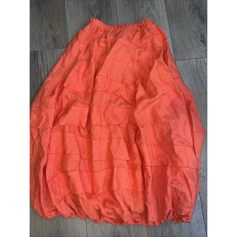 Bodil ORANGE 100% Linen Skirt SIZE SMALL MADE IN THE USA